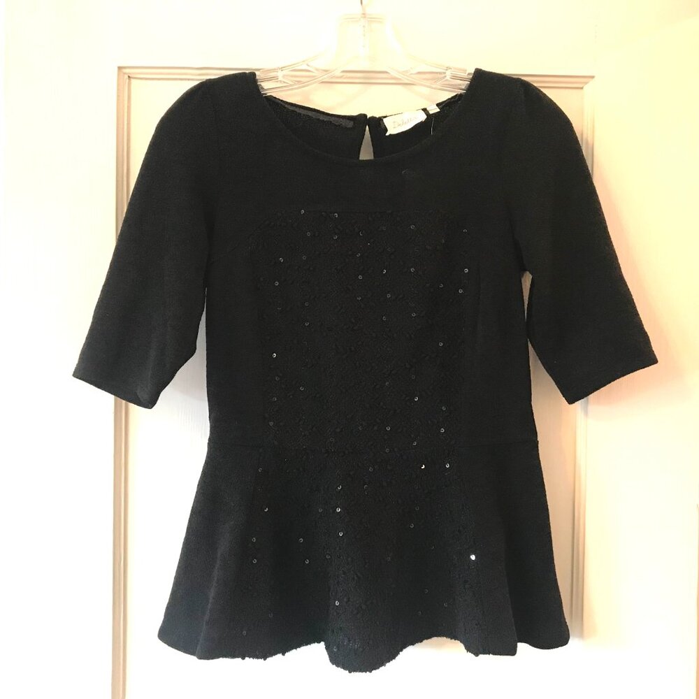 Anthropologie | Deletta Sparkling Boucle Peplum Sweater (Size S)